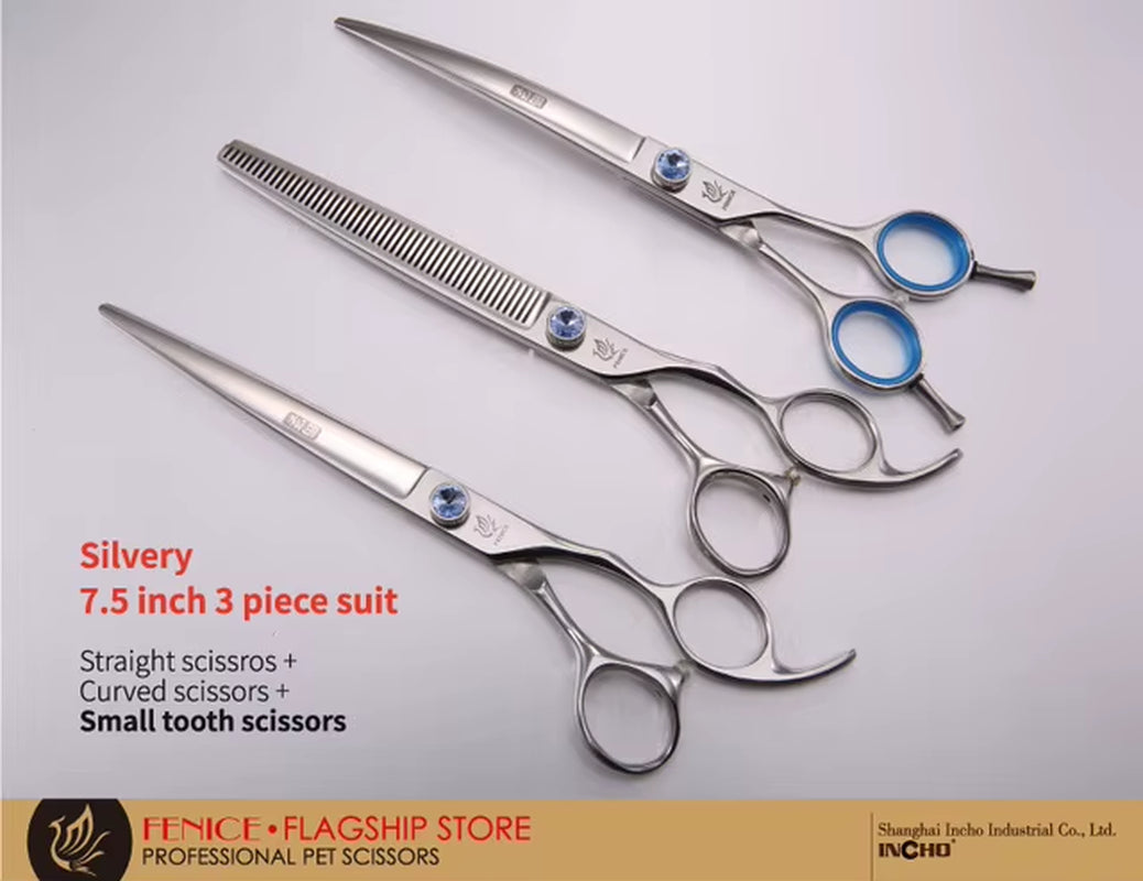 Dog Scissors Set Straight&Thinning&Curved Pet Grooming Scissors Kits Bichon Teddy Bomei Dog Grooming Shears Set Tool Set