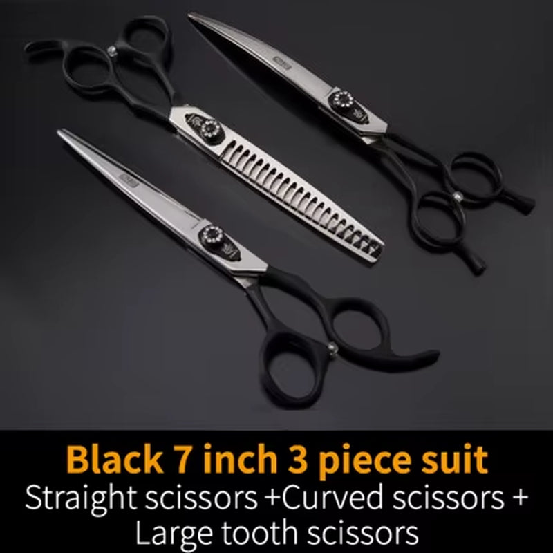 Dog Scissors Set Straight&Thinning&Curved Pet Grooming Scissors Kits Bichon Teddy Bomei Dog Grooming Shears Set Tool Set