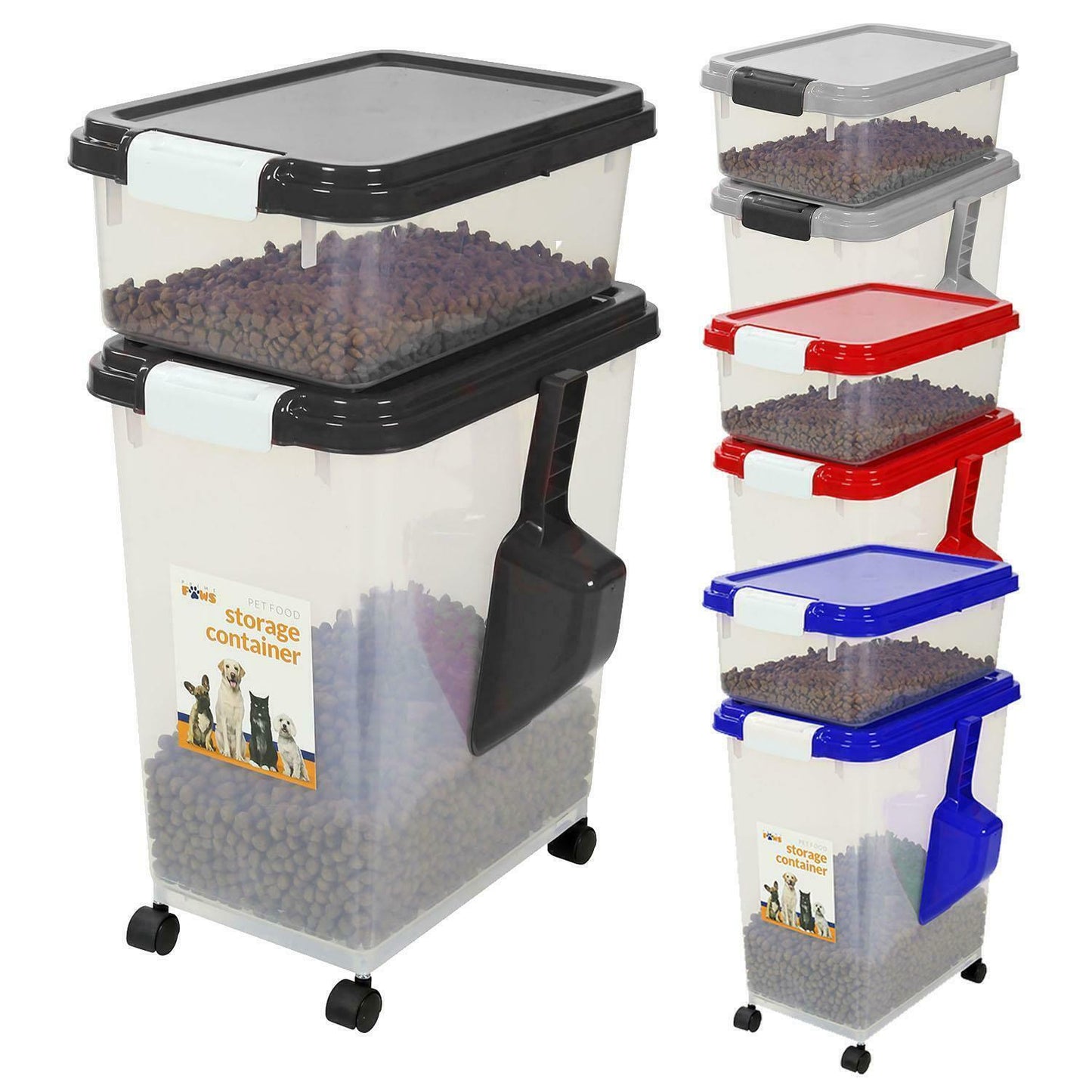 3 Piece Airtight Pet Food Storage Containers Plastic Animals Pets Dog Cat Birds