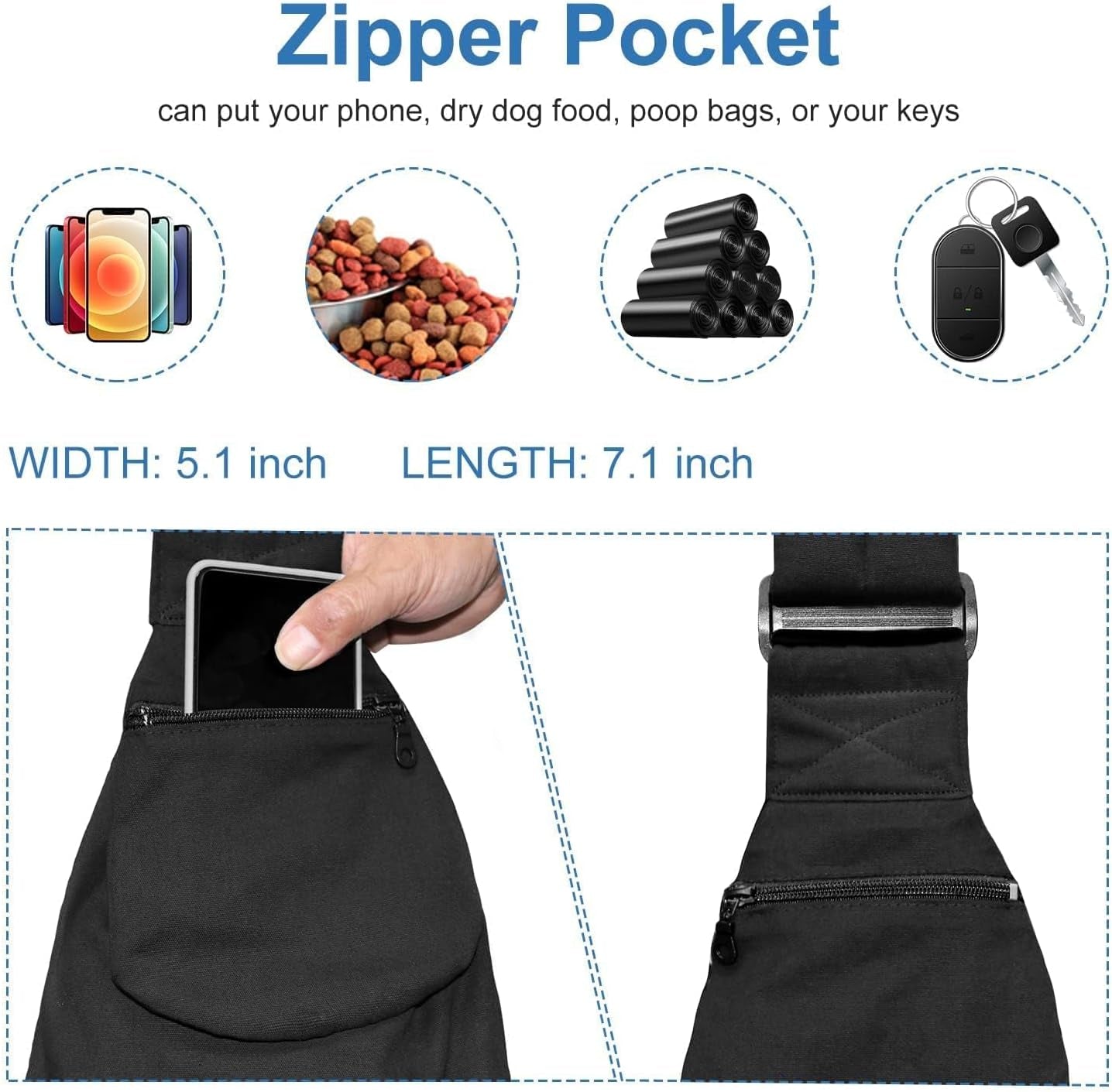 Pet Sling Carrier, Small Dogs and Cats Carrier Sling, Hand Free Adjustable Small Pets Shoulder Bag for Traveling, Outdoor (Pets Weight: 9-16LB)
