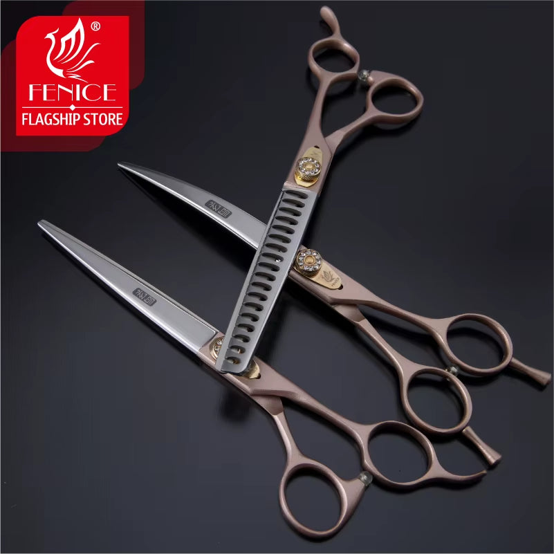Dog Scissors Set Straight&Thinning&Curved Pet Grooming Scissors Kits Bichon Teddy Bomei Dog Grooming Shears Set Tool Set