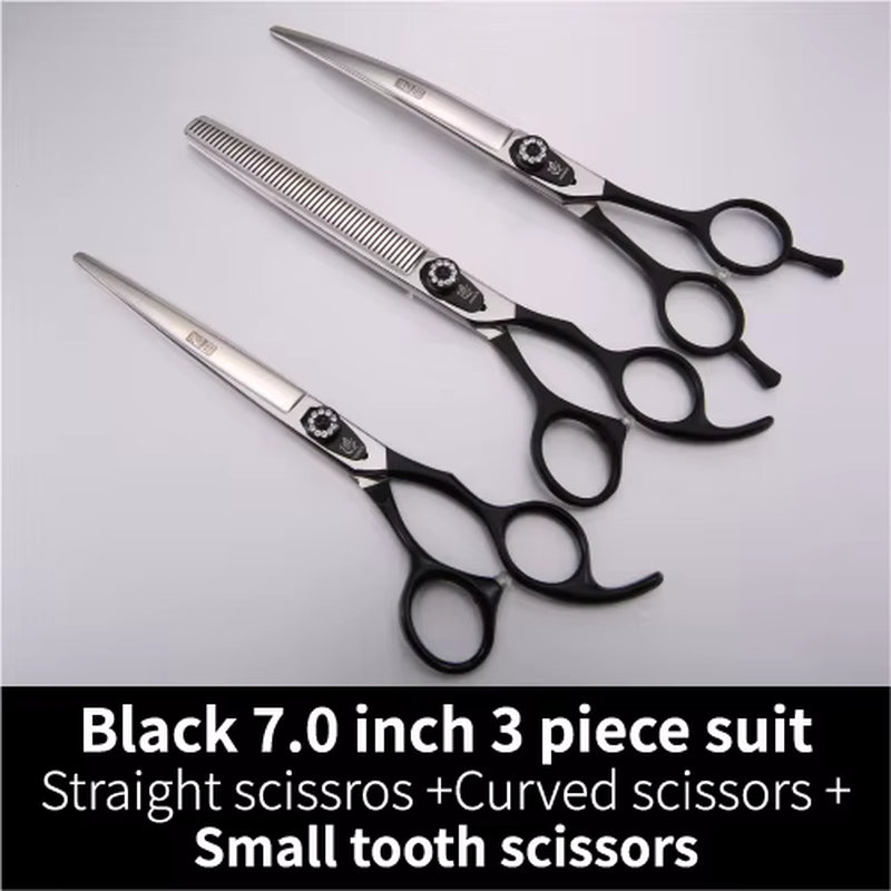Dog Scissors Set Straight&Thinning&Curved Pet Grooming Scissors Kits Bichon Teddy Bomei Dog Grooming Shears Set Tool Set