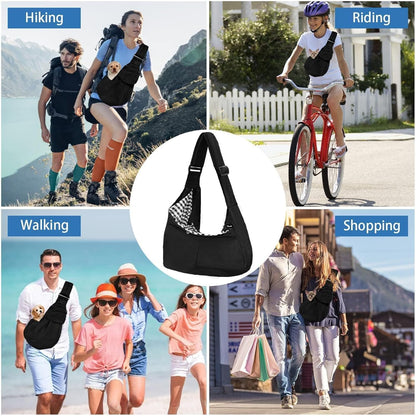 Pet Sling Carrier, Small Dogs and Cats Carrier Sling, Hand Free Adjustable Small Pets Shoulder Bag for Traveling, Outdoor (Pets Weight: 9-16LB)