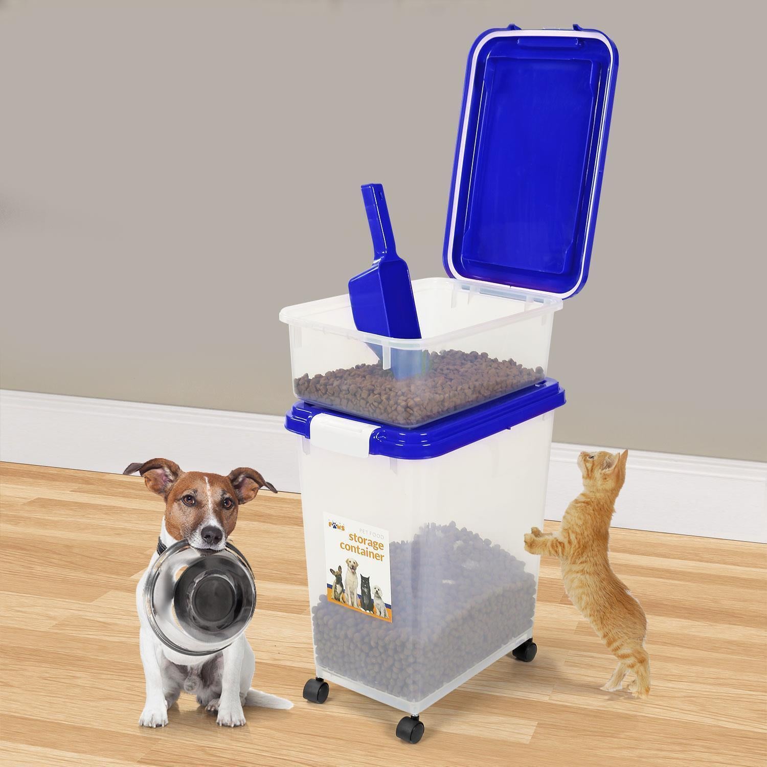 3 Piece Airtight Pet Food Storage Containers Plastic Animals Pets Dog Cat Birds