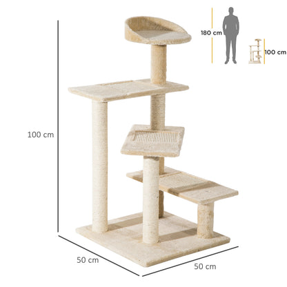 Pawhut Cat Tree Scratcher, Climbing Post, Kitten Pets Scratching Furniture Tower
