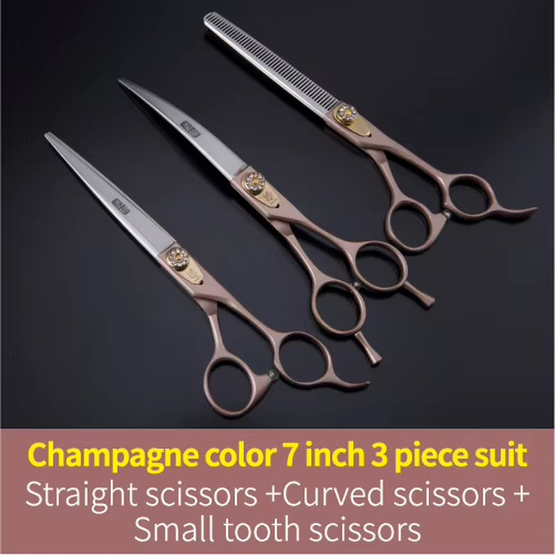 Dog Scissors Set Straight&Thinning&Curved Pet Grooming Scissors Kits Bichon Teddy Bomei Dog Grooming Shears Set Tool Set