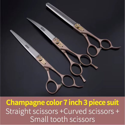 Dog Scissors Set Straight&Thinning&Curved Pet Grooming Scissors Kits Bichon Teddy Bomei Dog Grooming Shears Set Tool Set