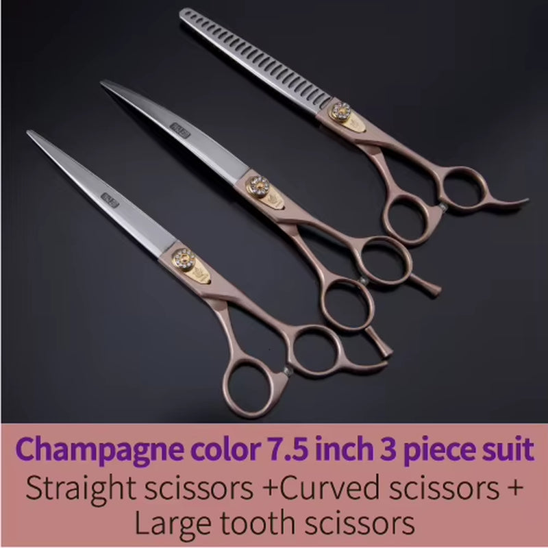 Dog Scissors Set Straight&Thinning&Curved Pet Grooming Scissors Kits Bichon Teddy Bomei Dog Grooming Shears Set Tool Set