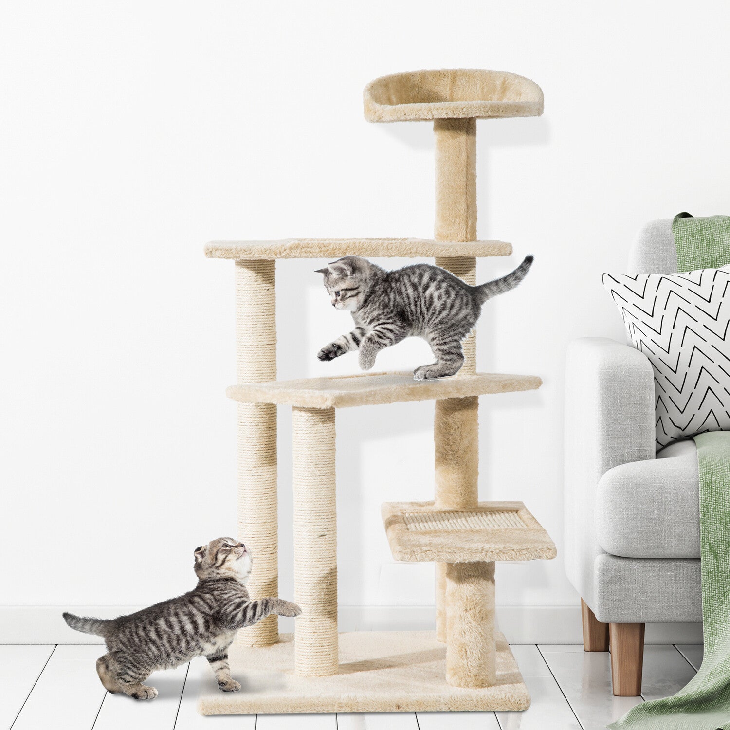 Pawhut Cat Tree Scratcher, Climbing Post, Kitten Pets Scratching Furniture Tower