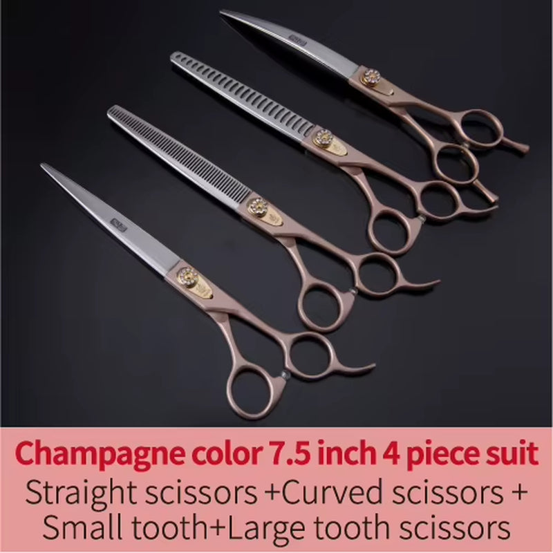 Dog Scissors Set Straight&Thinning&Curved Pet Grooming Scissors Kits Bichon Teddy Bomei Dog Grooming Shears Set Tool Set