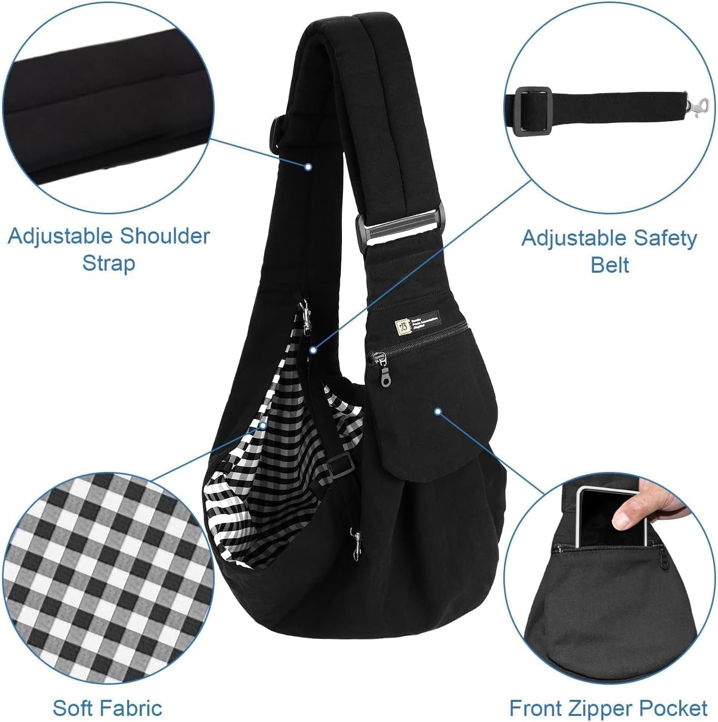 Pet Sling Carrier, Small Dogs and Cats Carrier Sling, Hand Free Adjustable Small Pets Shoulder Bag for Traveling, Outdoor (Pets Weight: 9-16LB)