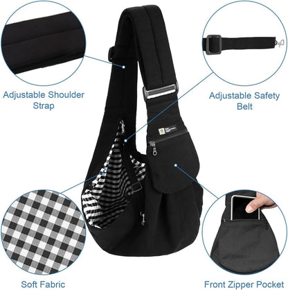 Pet Sling Carrier, Small Dogs and Cats Carrier Sling, Hand Free Adjustable Small Pets Shoulder Bag for Traveling, Outdoor (Pets Weight: 9-16LB)