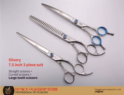 Dog Scissors Set Straight&Thinning&Curved Pet Grooming Scissors Kits Bichon Teddy Bomei Dog Grooming Shears Set Tool Set