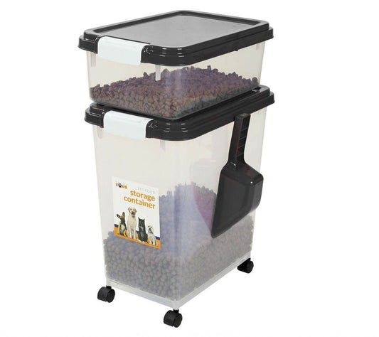3 Piece Airtight Pet Food Storage Containers Plastic Animals Pets Dog Cat Birds